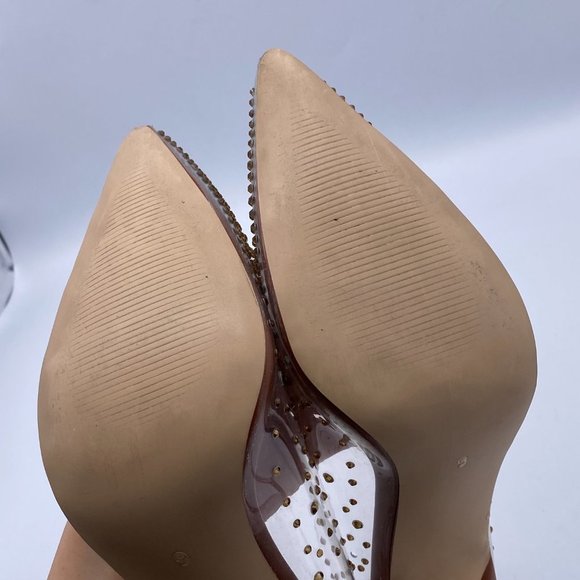 FSJ Studded Pointed Toe Transparent Pumps Heels - Picture 7 of 10